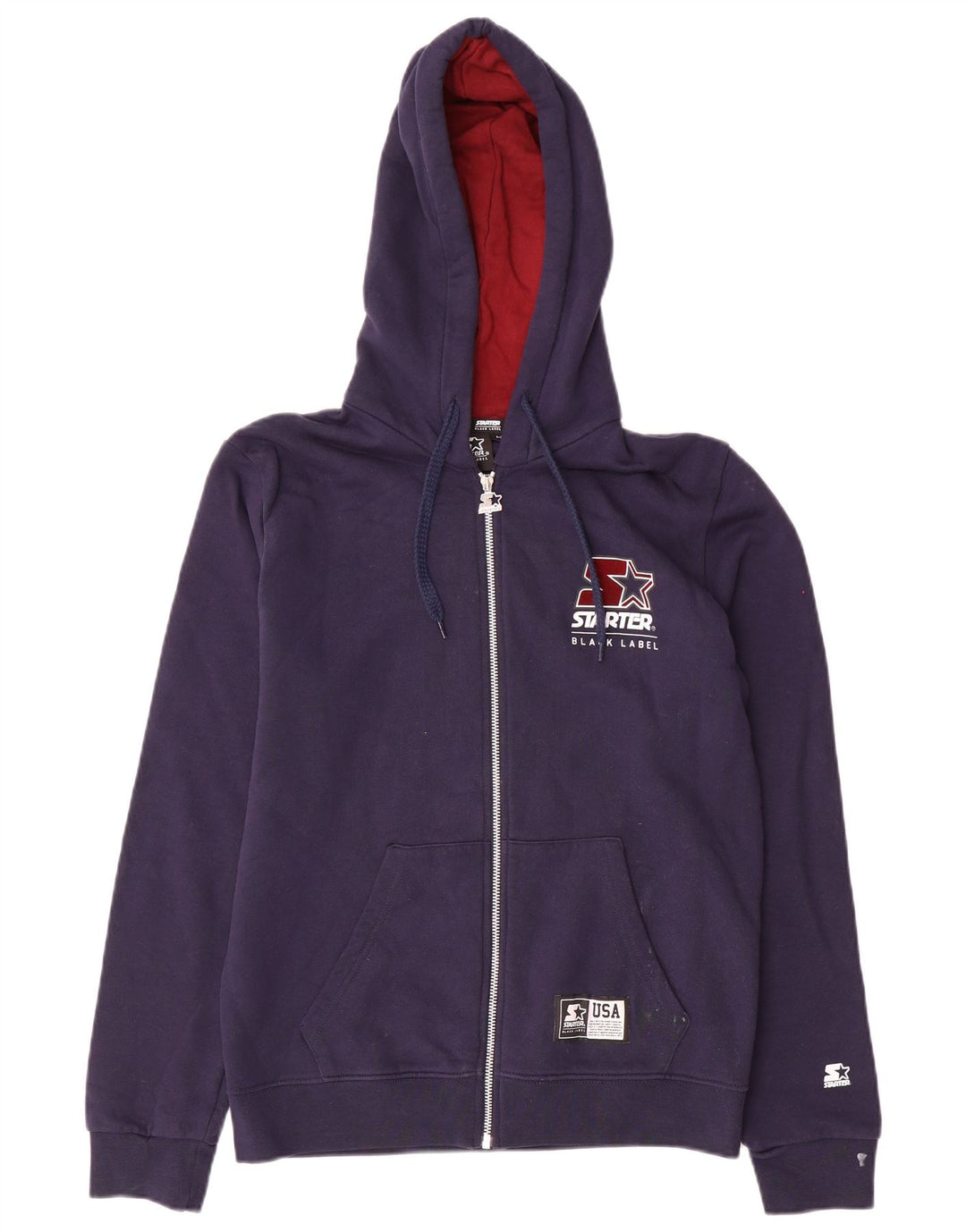 Početni muški pulover s kapuljačom na patentni zatvarač srednje tamnoplavi pamuk