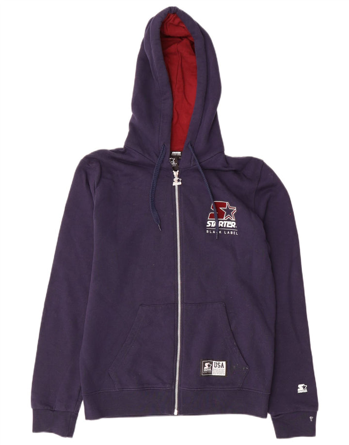 Početni muški pulover s kapuljačom na patentni zatvarač srednje tamnoplavi pamuk