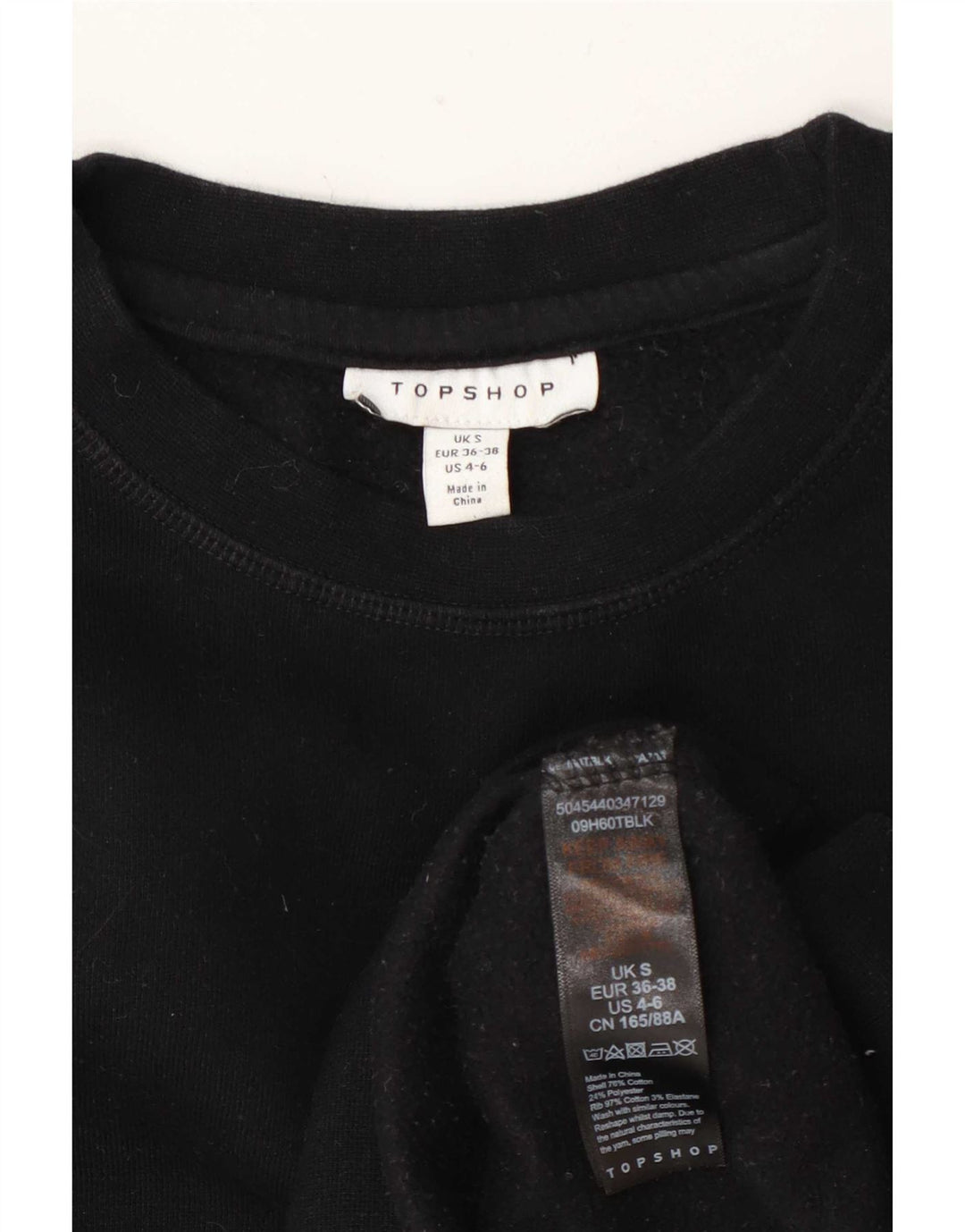 Topshop Ženska prevelika majica UK 10 Mali crni pamuk