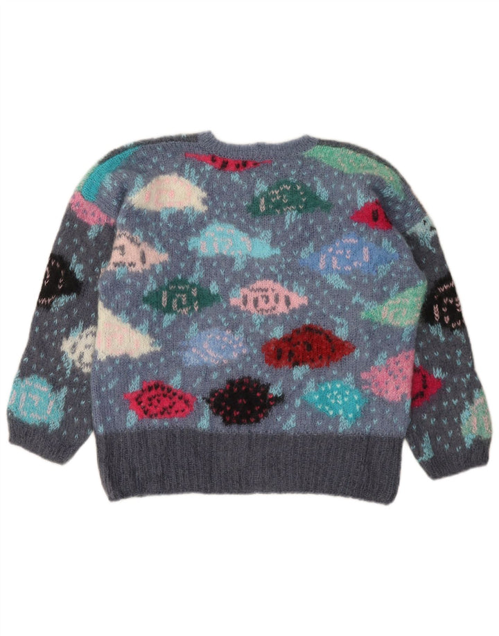 VINTAGE pulover s okruglim izrezom za djevojčice 13-14 godina u sivoj boji