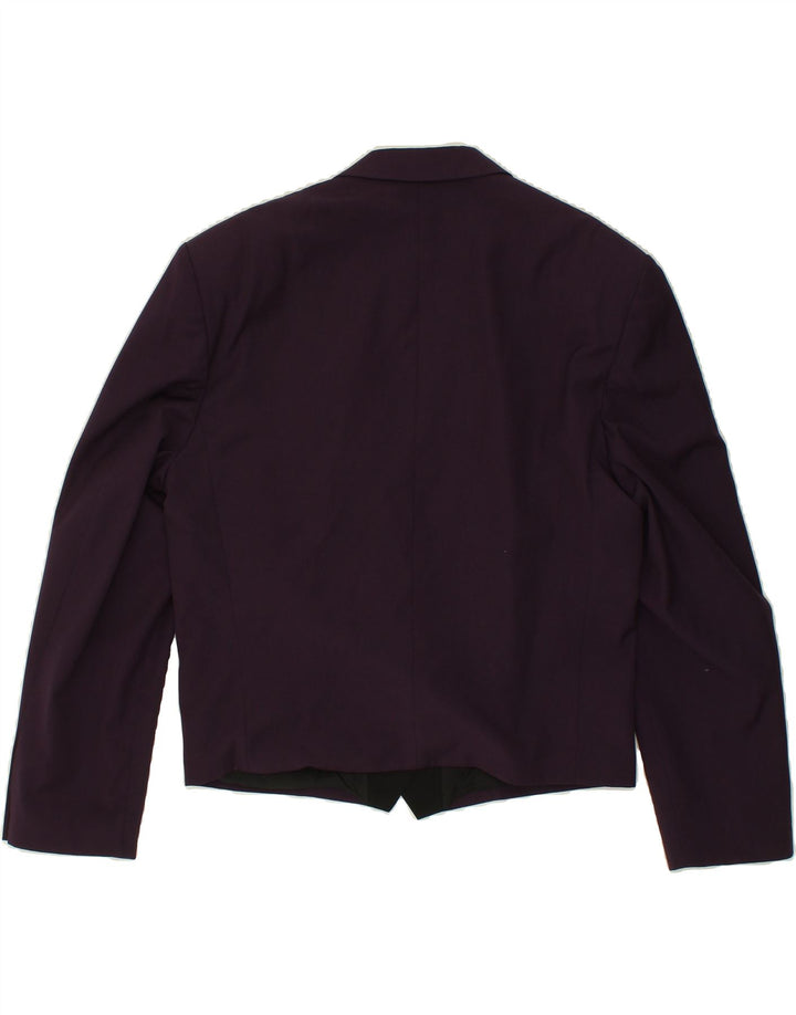 VINTAGE Womens 2 Button Blazer Jacket UK 16 Large Purple Polyester Vintage Vintage and Second-Hand Vintage from Messina Hembry 