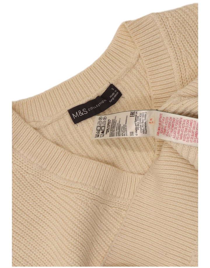 MARKS & SPENCER Ženski kratki džemper s V-izrezom UK 10 Small Beige