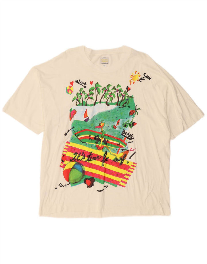 BENETTON Muška majica s grafičkim motivima XL Off White