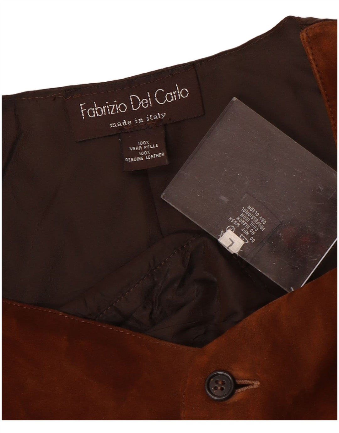 FABRIZIO DEL CARLO Muški prsluk od brušene kože, veliki smeđi kožni