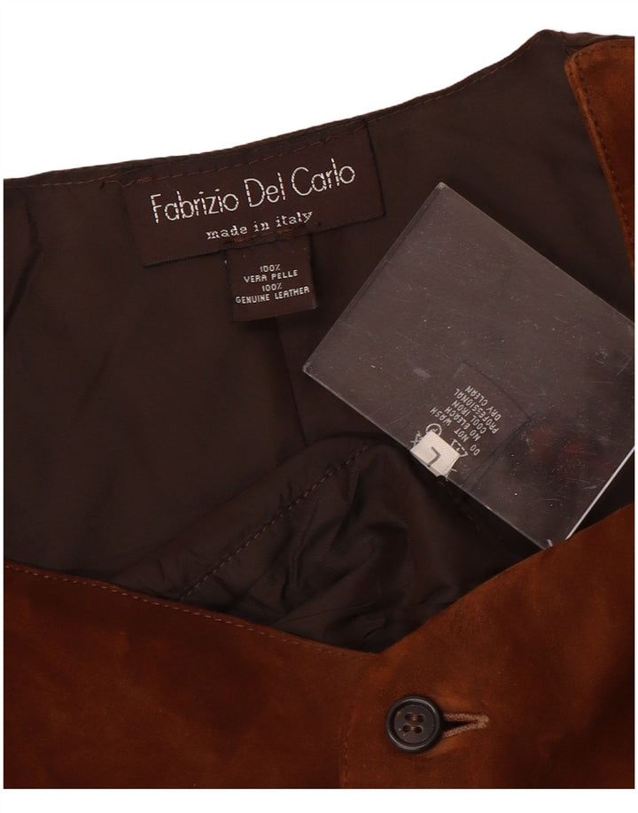 FABRIZIO DEL CARLO Muški prsluk od brušene kože, veliki smeđi kožni