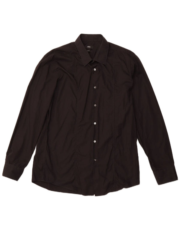 HUGO BOSS muška uska košulja veličina 44 17 1/2 XL crni pamuk