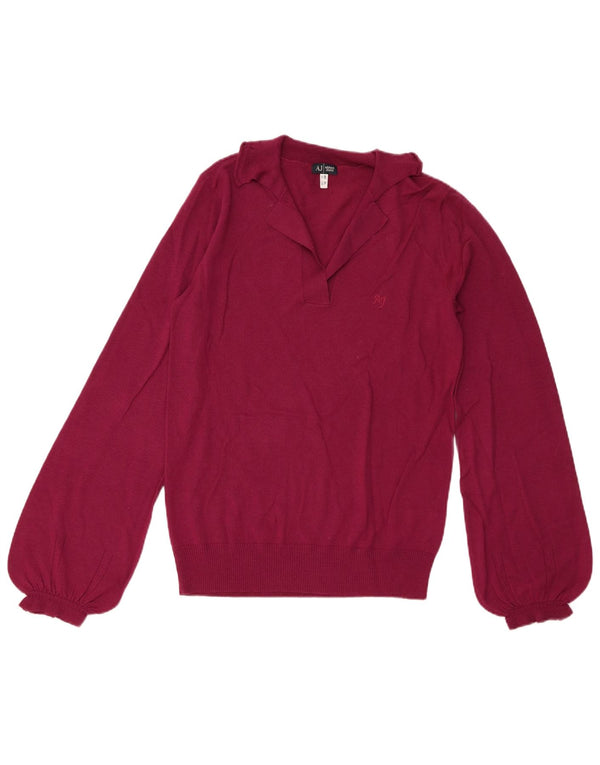 Armani Jeans ženski džemper s polo izrezom EU 46 XL, kestenjasta vuna