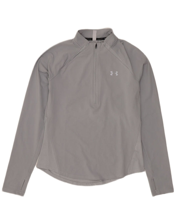 UNDER ARMOUR Womens Heat Gear Pullover Tracksuit Top UK 10 Small Grey