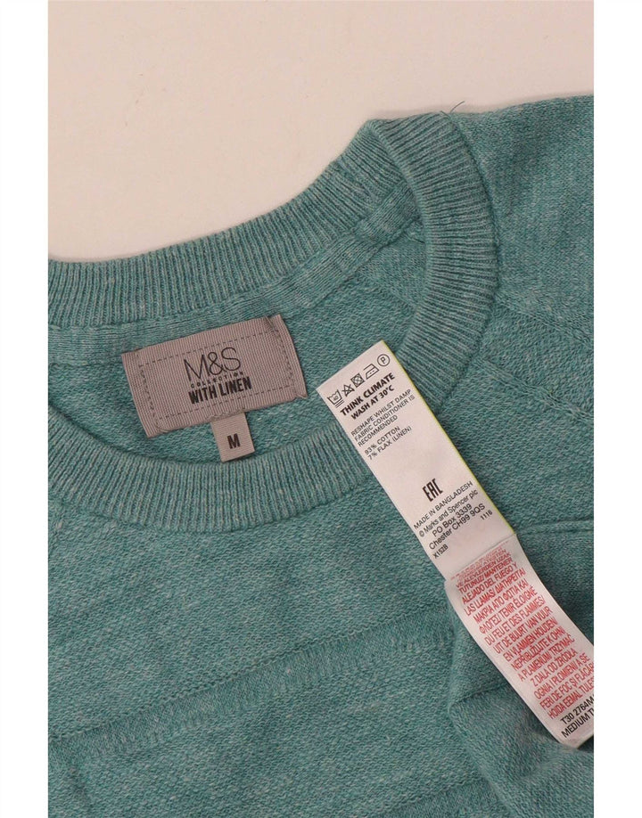 Marks & Spencer muški džemper s okruglim izrezom Srednje zeleni pamuk