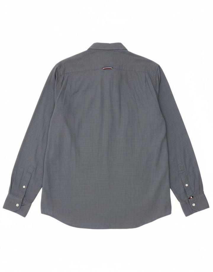 TOMMY HILFIGER Mens Regular Fit Shirt Large Navy Blue Houndstooth