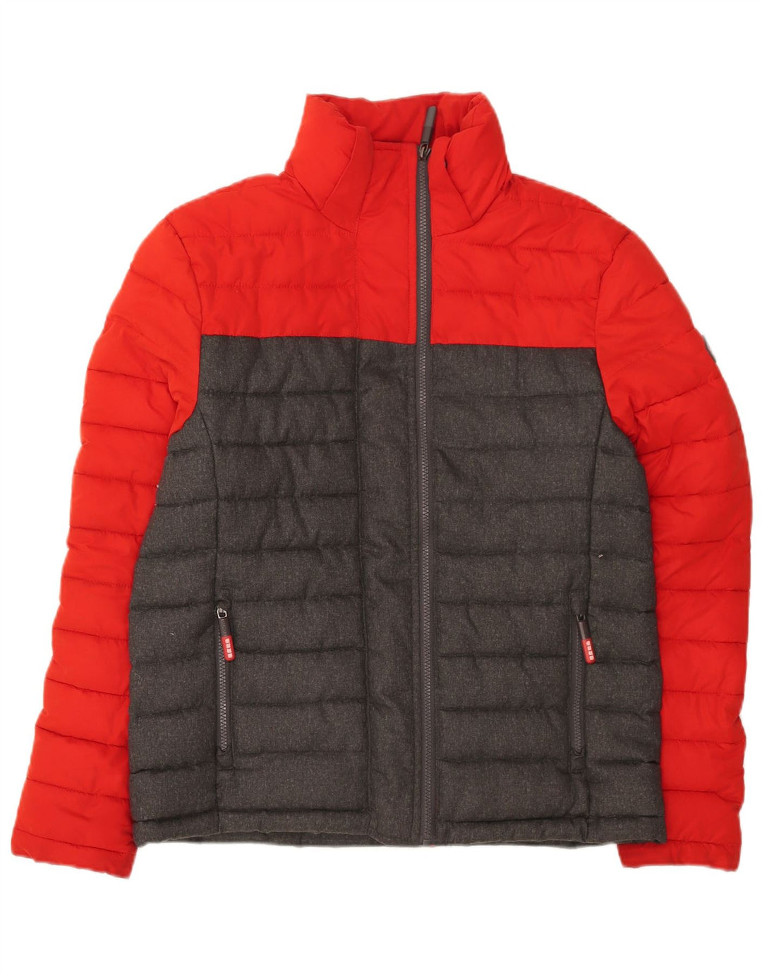 SUPERDRY Womens Padded Jacket UK 16 Large Red Colourblock Polyester