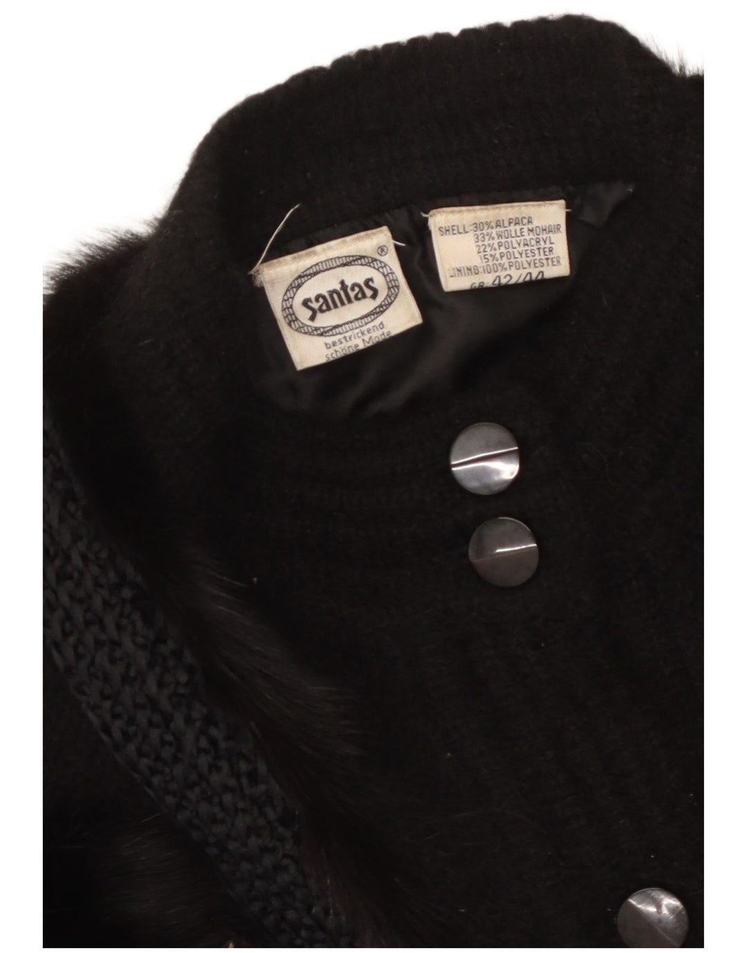 VINTAGE Ženski džemper s apstraktnim uzorkom EU 42/44 Veliki crni