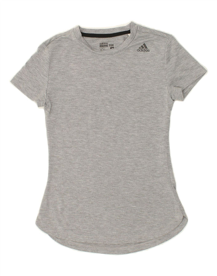ADIDAS Womens Climalite T-Shirt Top UK 4 XS Grey Polyester Vintage Adidas and Second-Hand Adidas from Messina Hembry 