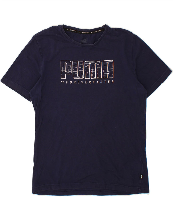 PUMA Mens Graphic T-Shirt Top Medium Navy Blue Cotton Vintage Puma and Second-Hand Puma from Messina Hembry 
