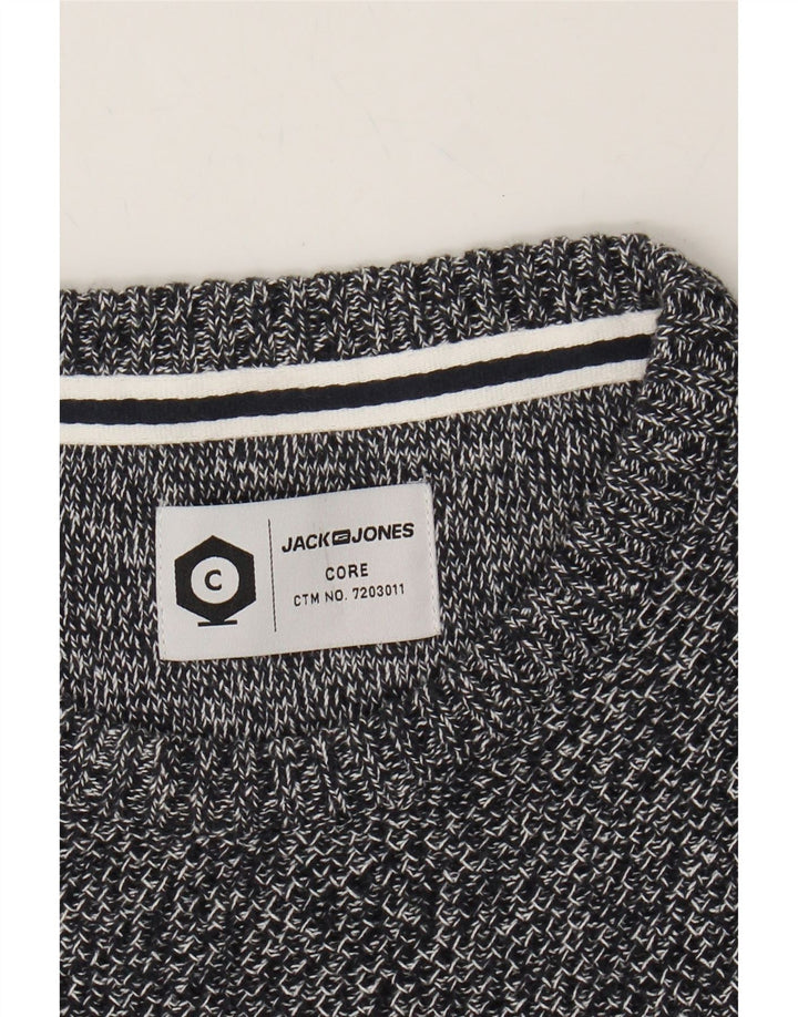 JACK & JONES Mens Core Crew Neck Jumper Sweater Medium Grey Striped Vintage Jack & Jones and Second-Hand Jack & Jones from Messina Hembry 