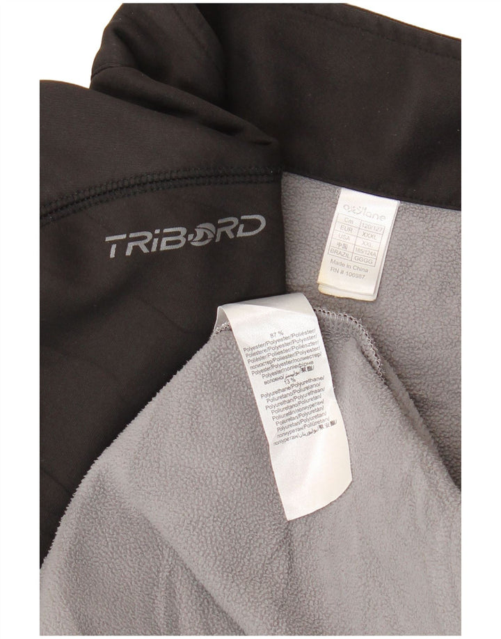 TRIBORD Muška majica s izrezom na patentni zatvarač 3XL crni poliester