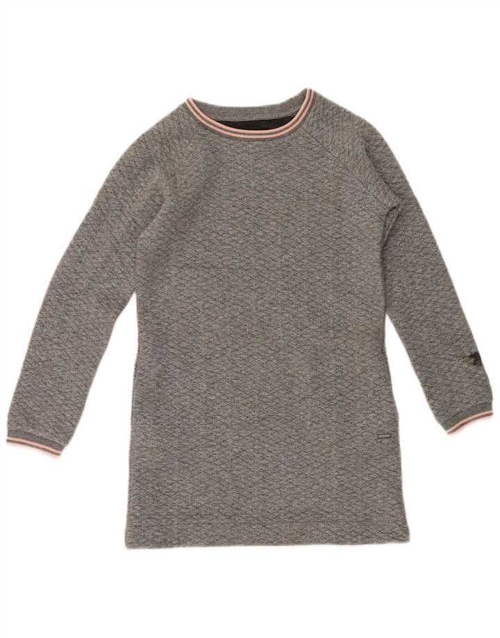 Woolrich Džemper haljina za djevojčice 9-10 godina sivi pjegavi poliester