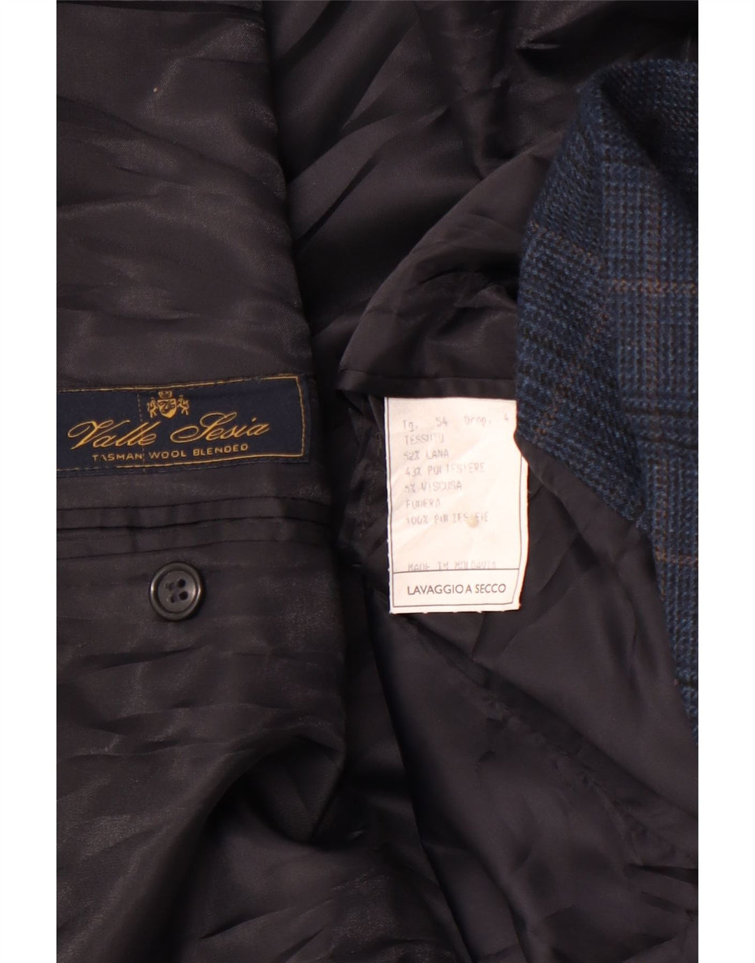 VALLE LESIA Muška jakna sako s 3 gumba IT 54 2XL mornarsko plava houndstooth