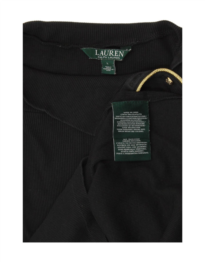 RALPH LAUREN Womens Blouse Top UK 14 Large Black