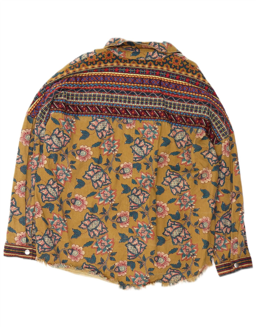 Zara ženska prevelika košulja UK 10 Mala kaki cvjetna