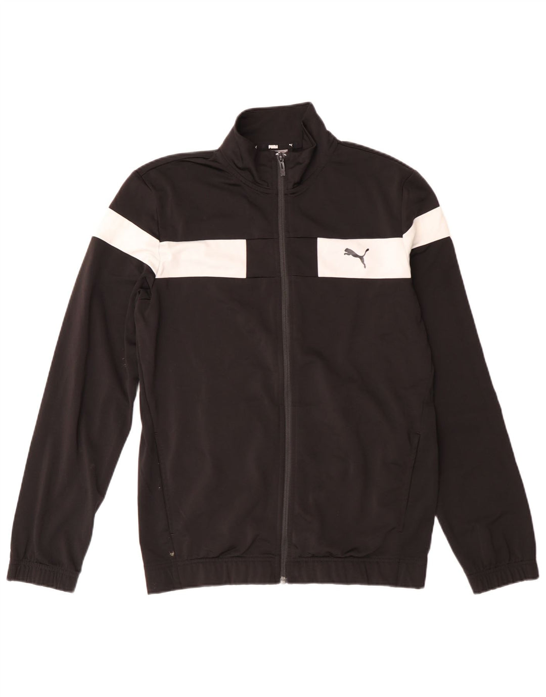 Gornja jakna trenirke Puma za dječake 15-16 godina, crna poliesterska boja