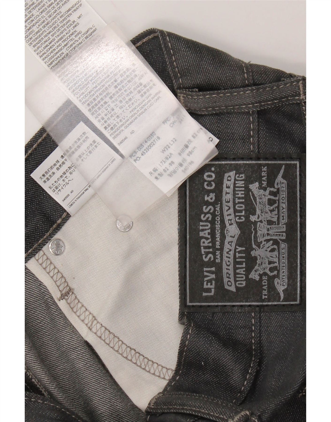 LEVI'S muške ravne traperice W32 L32 sivi pamuk