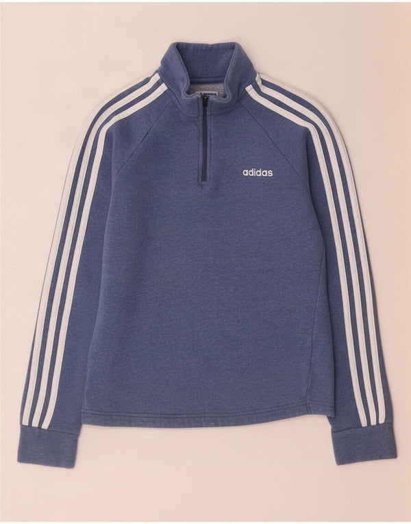 Adidas ženska majica s izrezom s patentnim zatvaračem UK 4/6 XS plavi pamuk