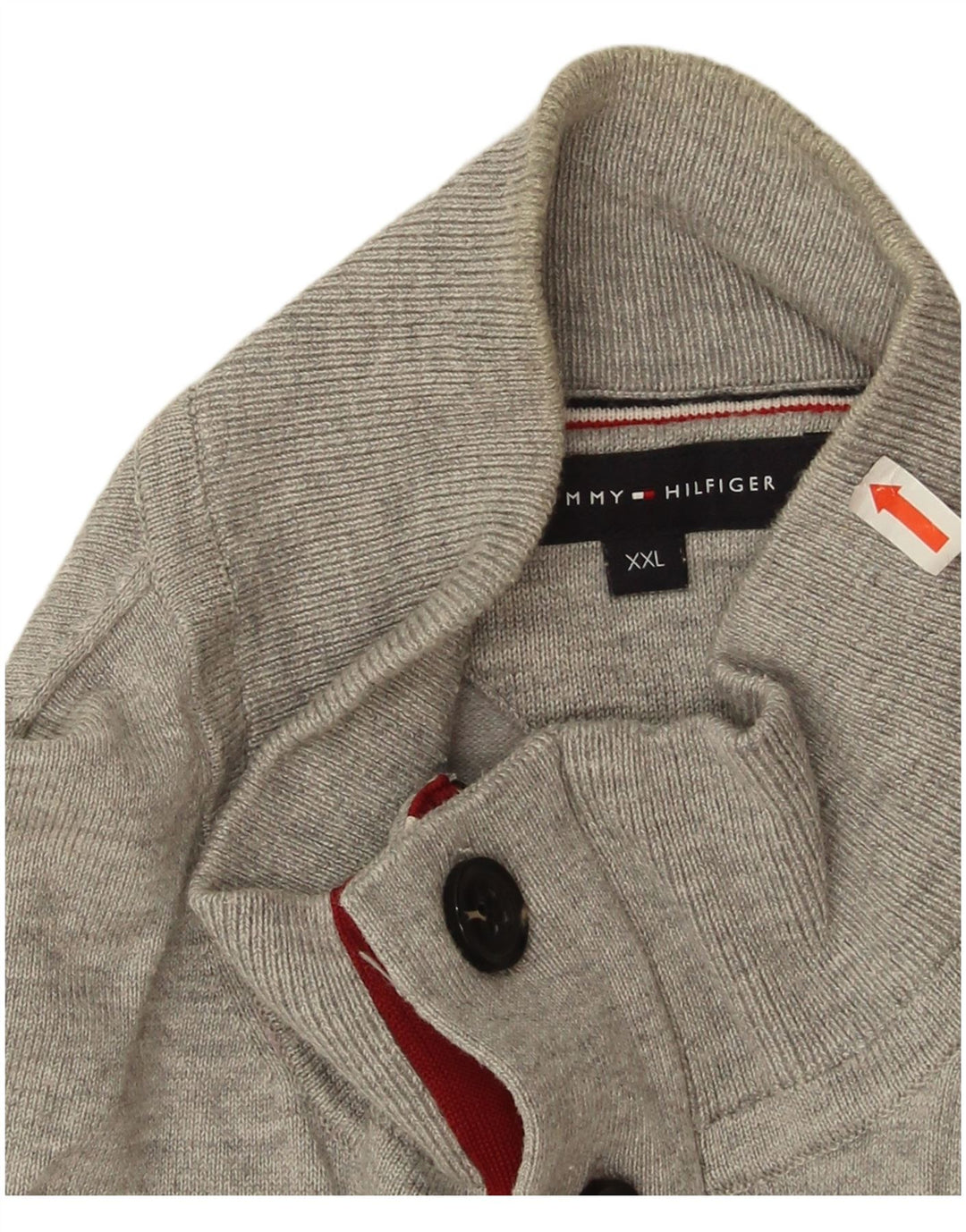 Tommy Hilfiger muški džemper s dugmadima i ovratnikom 2XL sivi pamuk