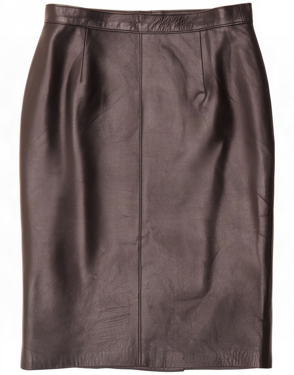 Vintage Womens Leather Skirt IT 44 Medium W28 Black