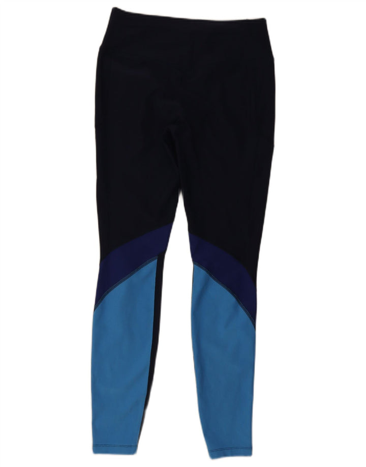 Nike Ženske Dri Fit Leggings UK 12 Medium Navy Blue Colourblock