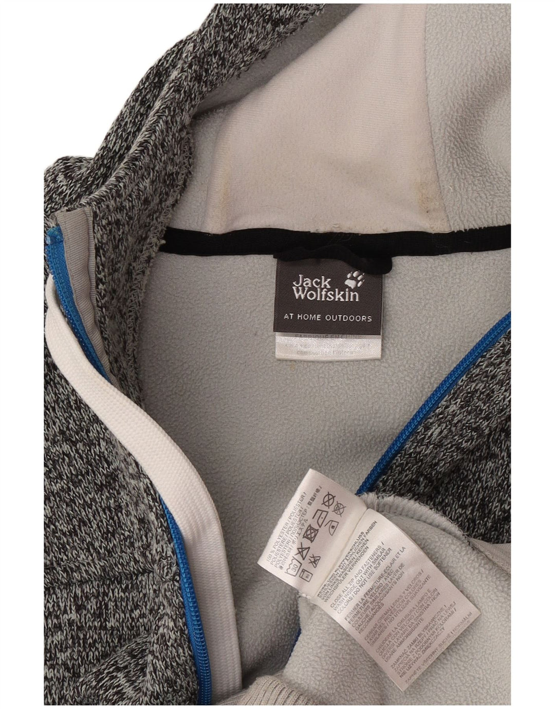 Jack Wolfskin muški pulover s kapuljačom s patentnim zatvaračem, veliki sivi pjegavi poliester