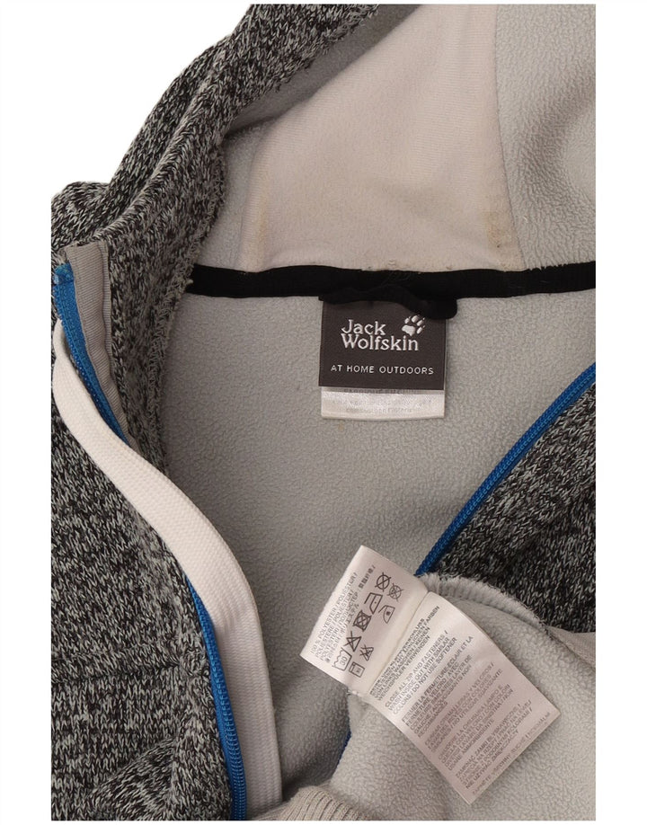 Jack Wolfskin muški pulover s kapuljačom s patentnim zatvaračem, veliki sivi pjegavi poliester