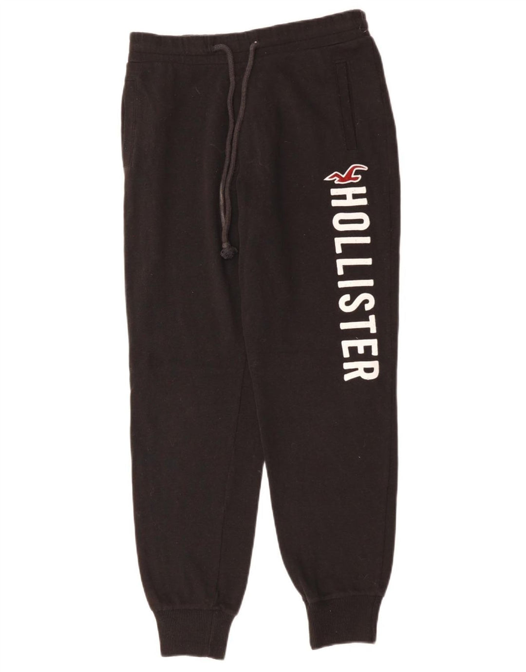 HOLLISTER Ženske grafičke trenirke Hlače Joggers UK 6 XS crni pamuk