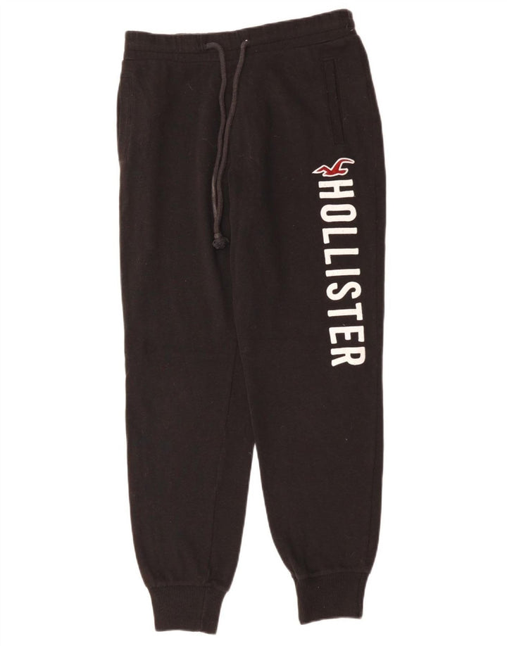 HOLLISTER Ženske grafičke trenirke Hlače Joggers UK 6 XS crni pamuk