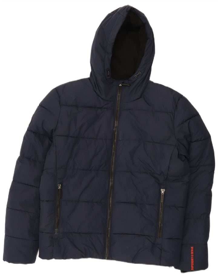 Superdry muška podstavljena jakna s kapuljačom UK 38 srednje tamnoplavi poliester