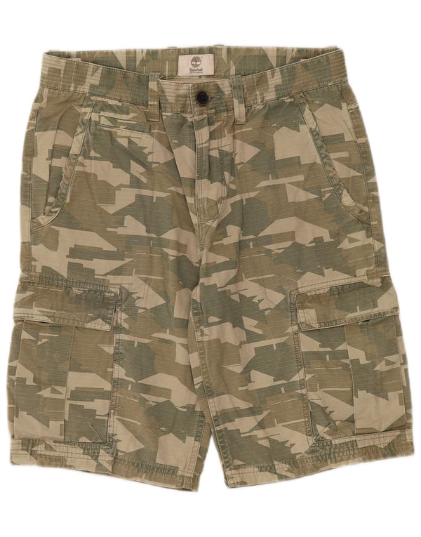 TIMBERLAND Mens Cargo Shorts W31 Medium Khaki Camouflage Cotton