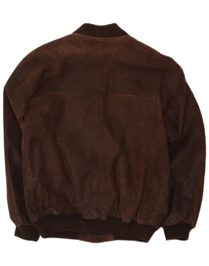 Vintage muška bomber kožna jakna IT 48 srednje smeđa