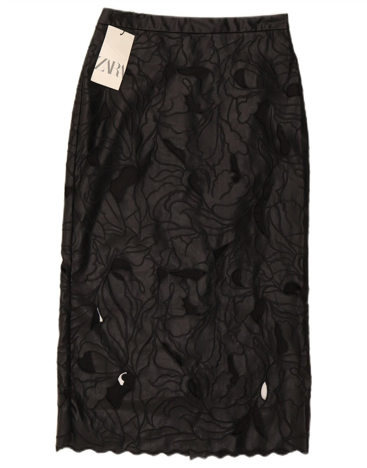 Zara ženska kožna suknja mala W26 crna cvjetna