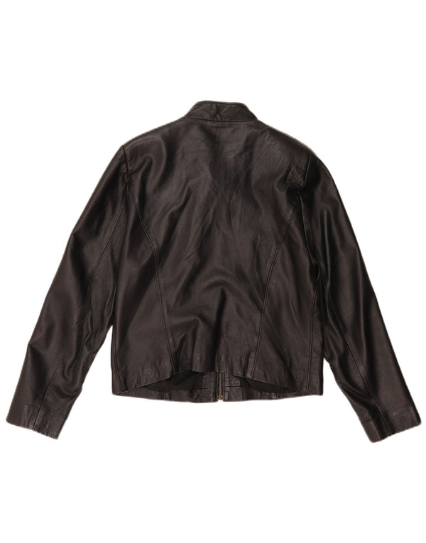 VINTAGE ženska crna kožna jakna UK 14 Srednja crna koža