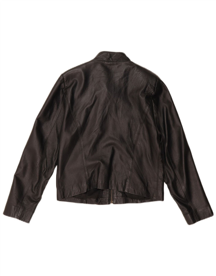 VINTAGE ženska crna kožna jakna UK 14 Srednja crna koža