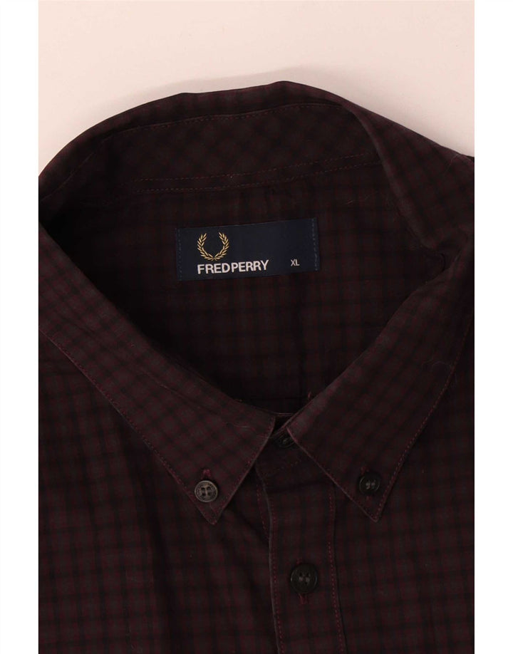 Fred Perry muška košulja XL bordo karirani pamuk