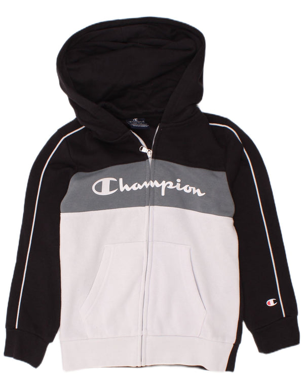 Champion Boys Graphic Zip Hoodie pulover 7-8 Years Small Black Colourblock