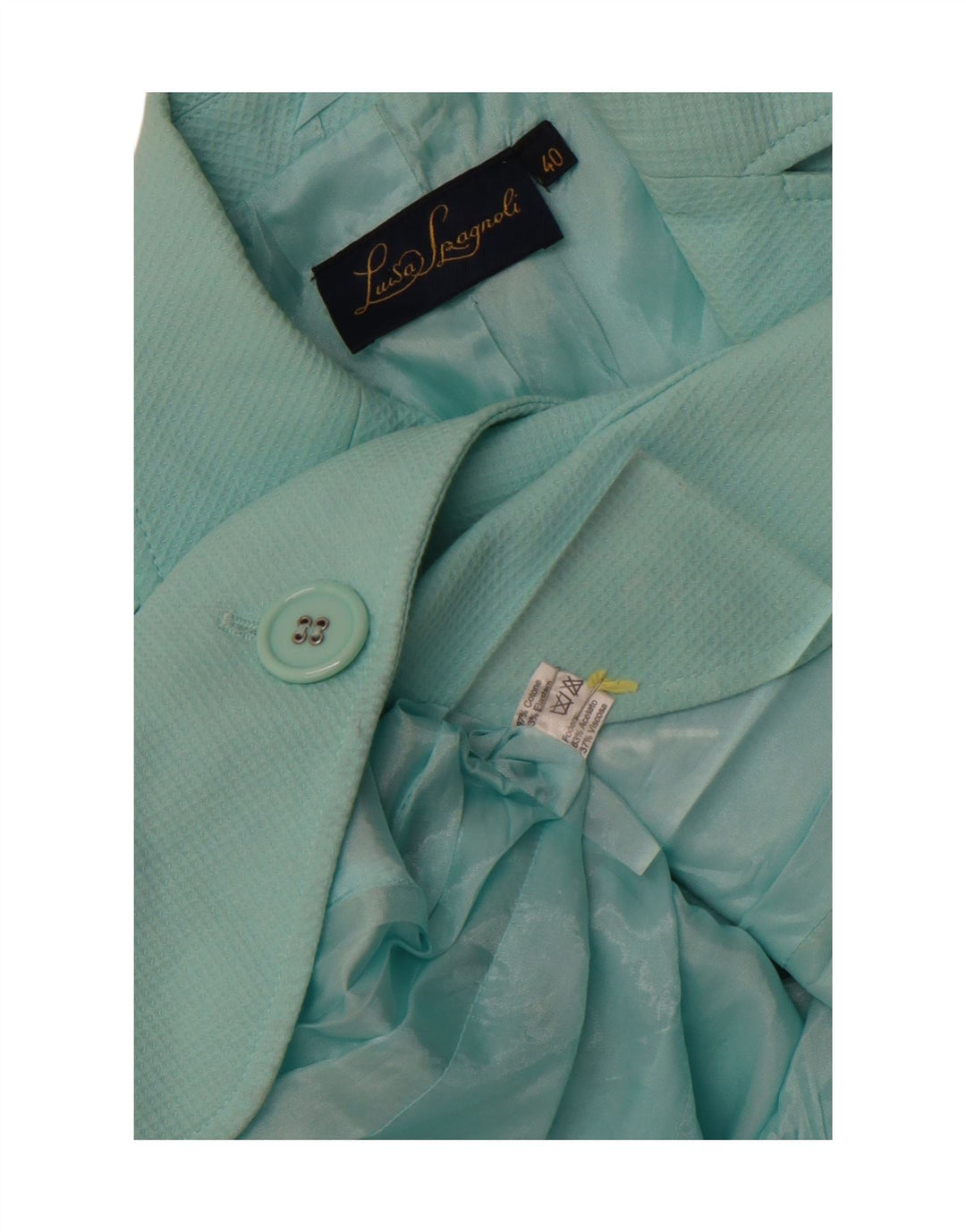 Luisa Spagnoli Ženska jakna s 3 gumba IT 40 Mali tirkizni pamuk