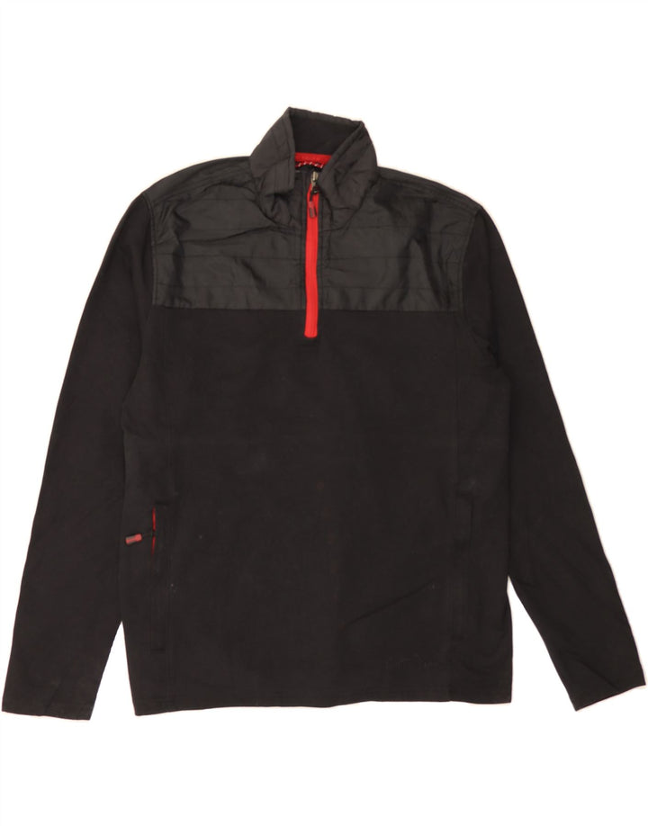 EDDIE BAUER Mens Zip Neck Pullover Tracksuit Top Medium Black Polyester Vintage Eddie Bauer and Second-Hand Eddie Bauer from Messina Hembry 