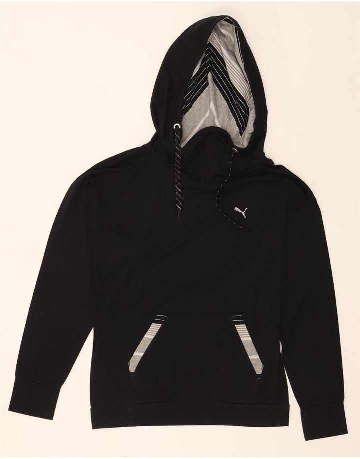 PUMA Womens Hoodie Jumper UK 14 Medium Black Vintage Puma and Second-Hand Puma from Messina Hembry 