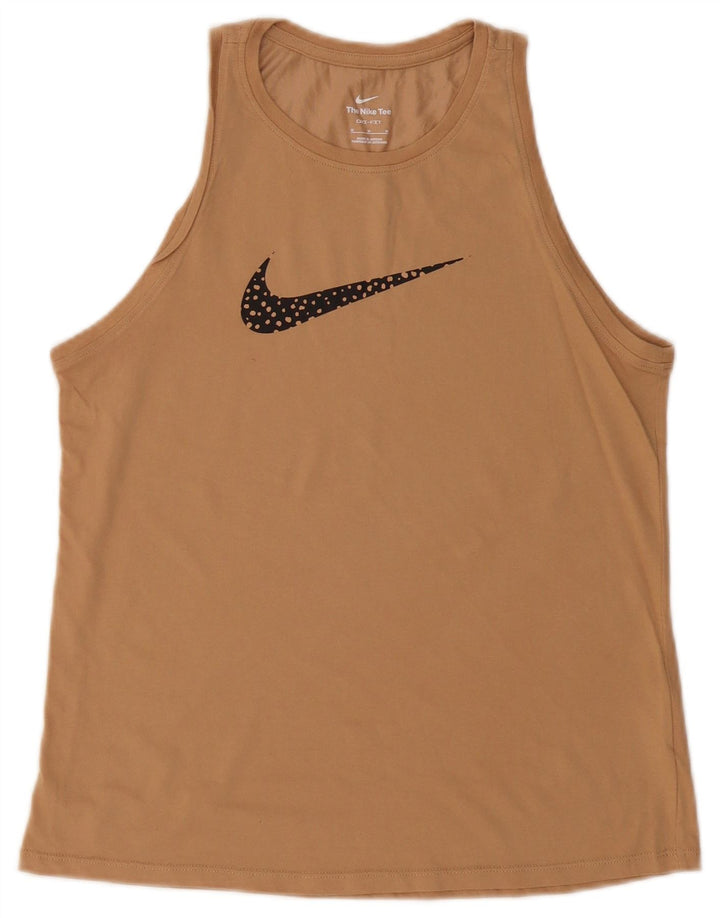 Nike Ženski Dri Fit Graphic Vest Top UK 12 Medium Beige Cotton