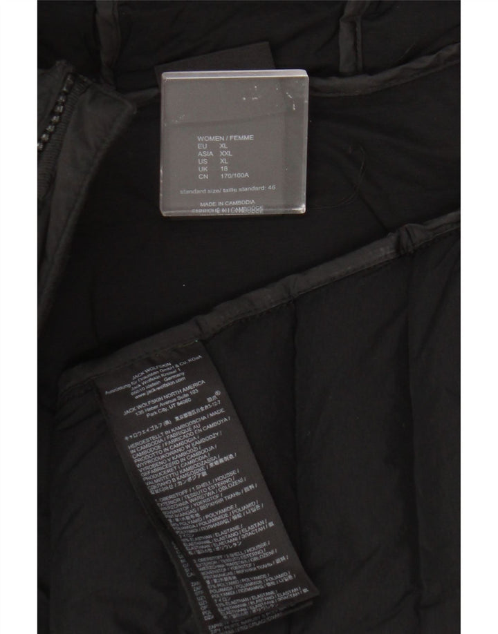 Jack Wolfskin ženska podstavljena jakna s kapuljačom UK 18 XL crni poliamid