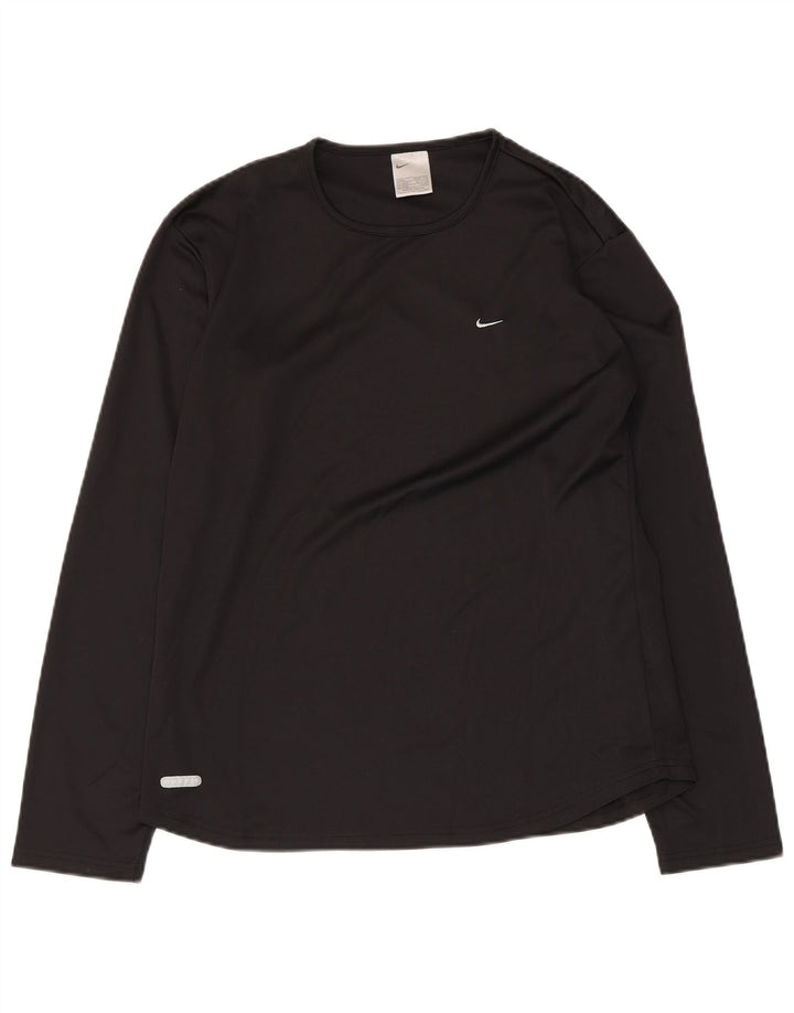 Nike Ženska Dri Fit majica dugih rukava UK 14/16 veliki crni poliester