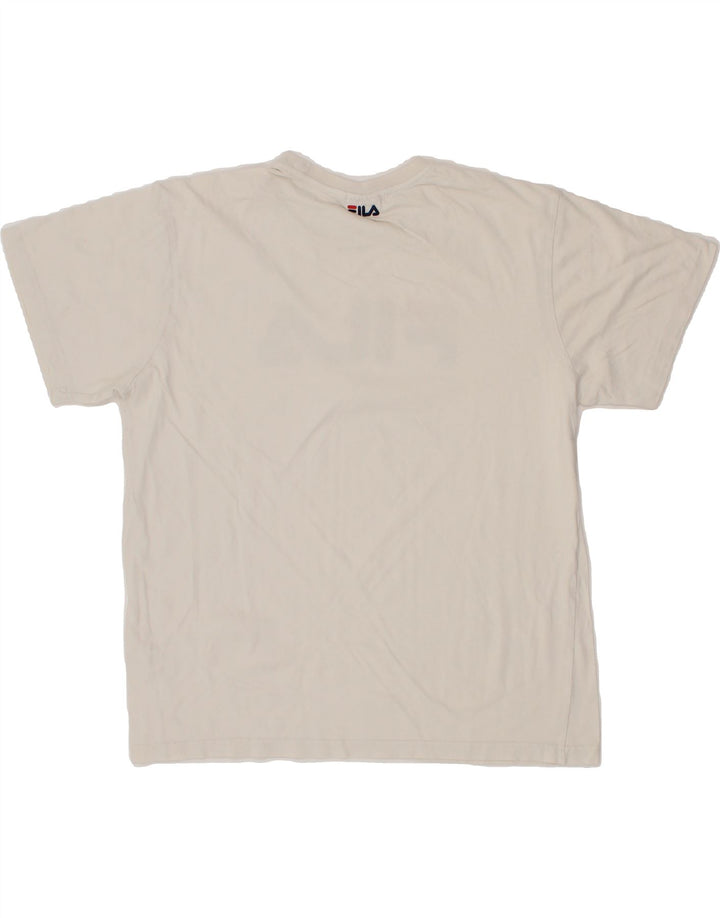 FILA Womens Graphic T-Shirt Top UK 14 Medium White Vintage Fila and Second-Hand Fila from Messina Hembry 