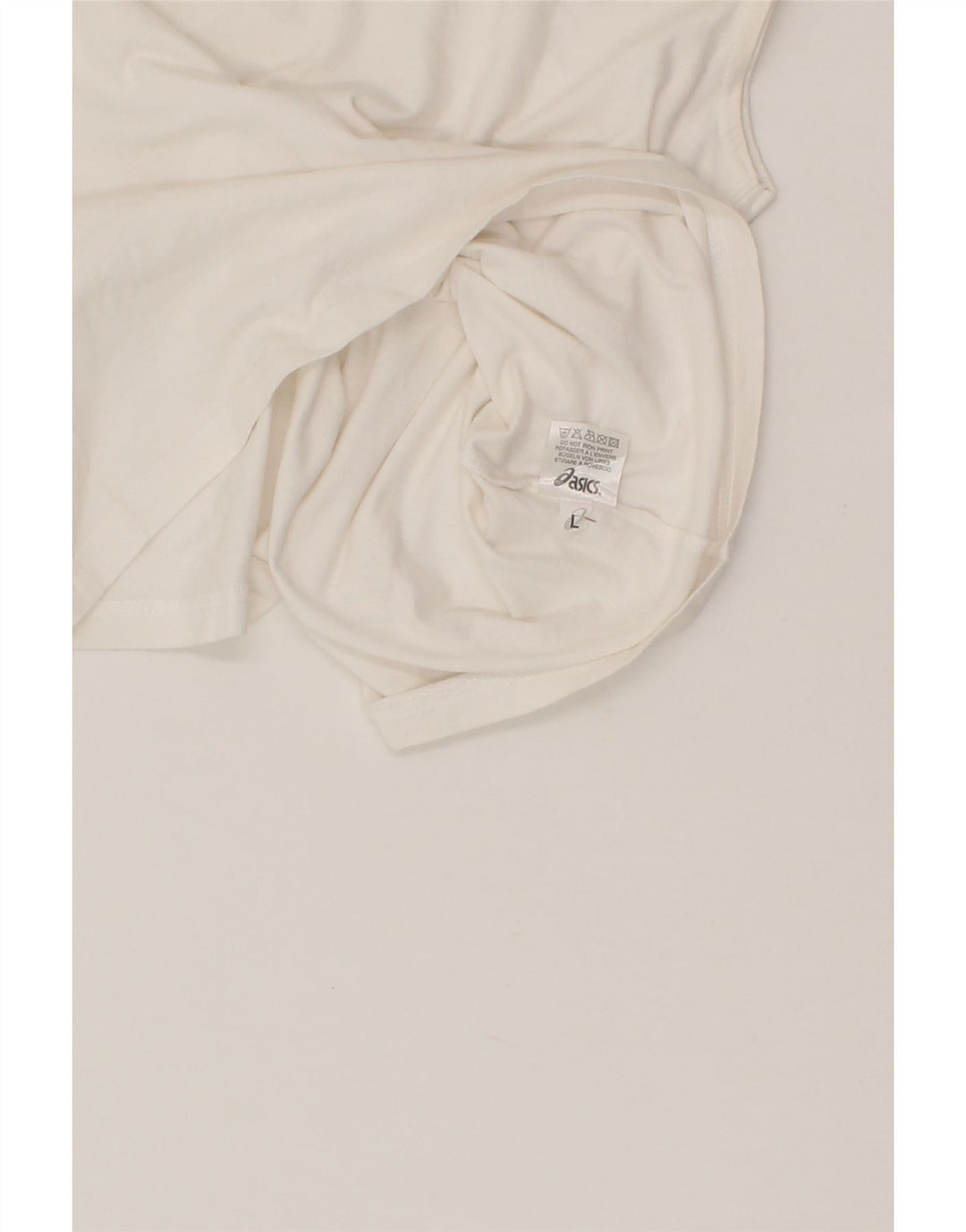 ASICS Womens Vest Top UK 14 Large White Cotton Vintage Asics and Second-Hand Asics from Messina Hembry 
